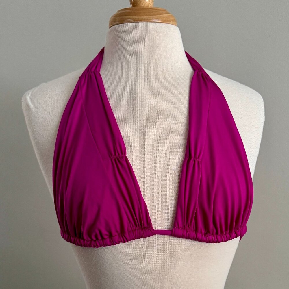 Becca by Rebecca Virtue Fuchsia Pink Soft Adjustable Halter Bikini Top - D Cup